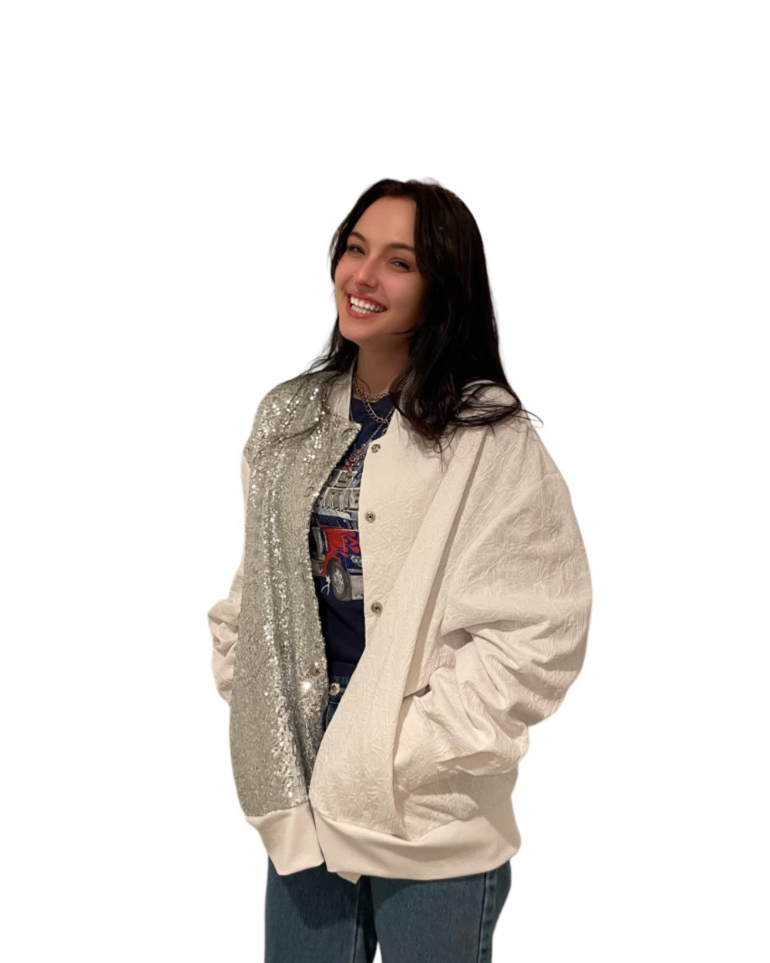 White Disco Bomber